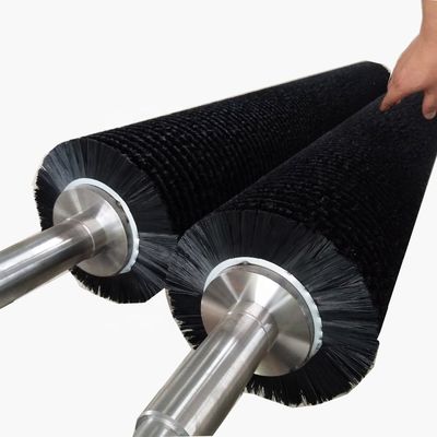 Black Nylon Industrial Cylindrical Brush Roller For Cleaning