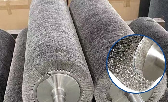 Customized Industrial Cylindrical Stainless Steel Wire Wrap Roller Brush For Wood Polishing