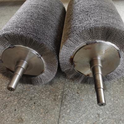 Customized Industrial Cylindrical Stainless Steel Wire Wrap Roller Brush For Wood Polishing