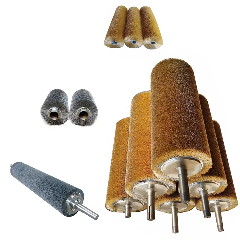 Customized Industrial Copper-Plated Steel Wire Winding Cylindrical Wire Brush For Wood Texture Processing
